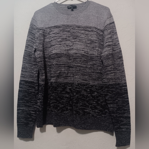 Neiman Marcus Sweater Men Wool-Cashmere Blend Black/Gray SzM Crew Neck Classic - Picture 9 of 9